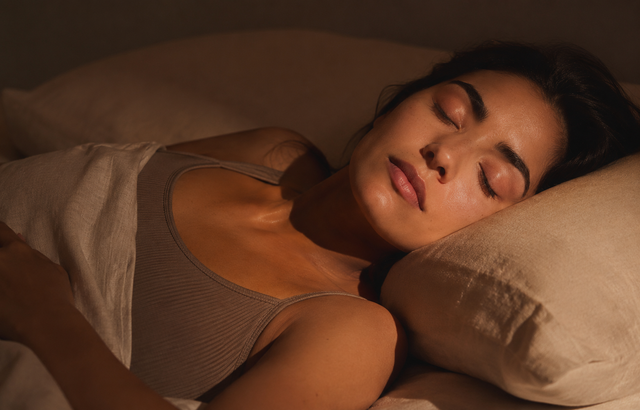A woman experiencing a nighttime hot flash