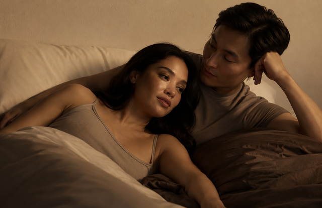 A couple with different sleep temperature preferences