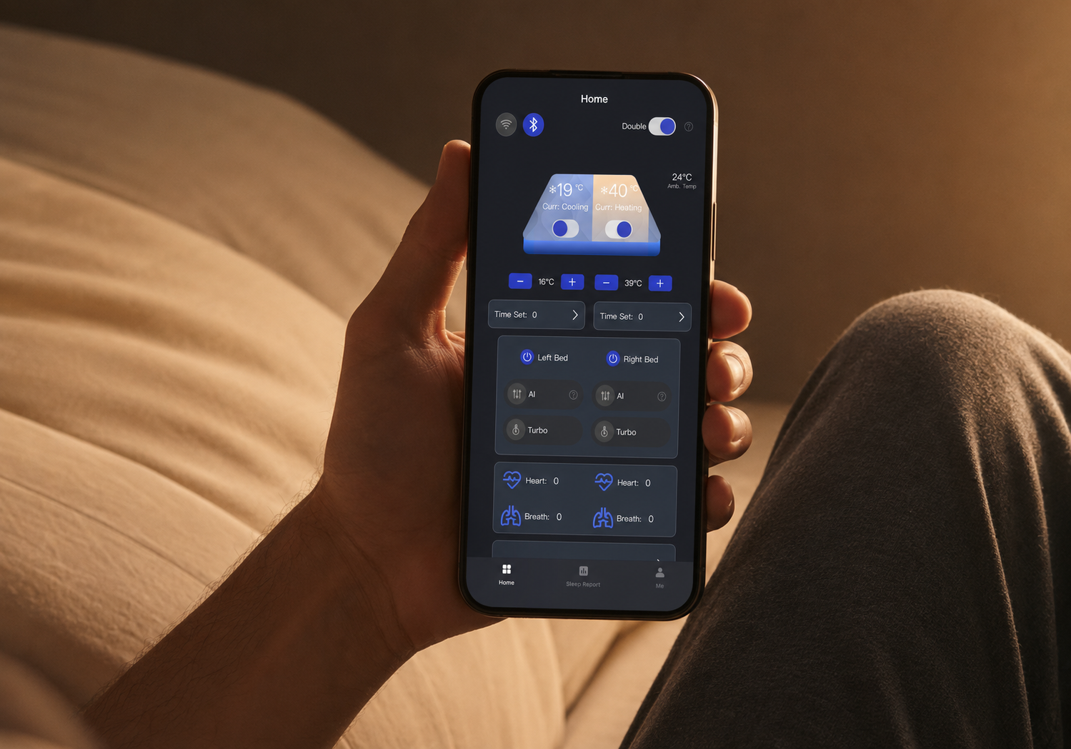 WakeWell app temperature controls